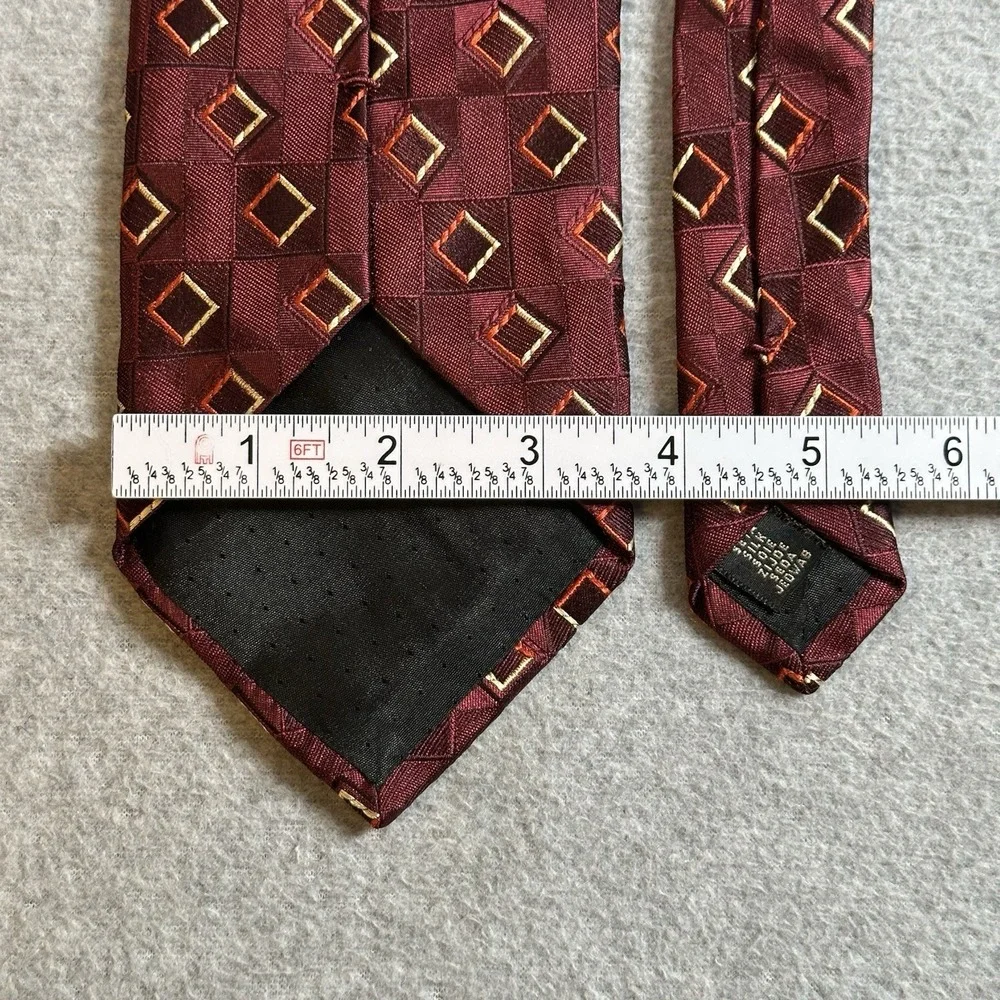Mark Pendleton‎ for Nordstrom Burgundy Silk Tie Made in Italy Geometric